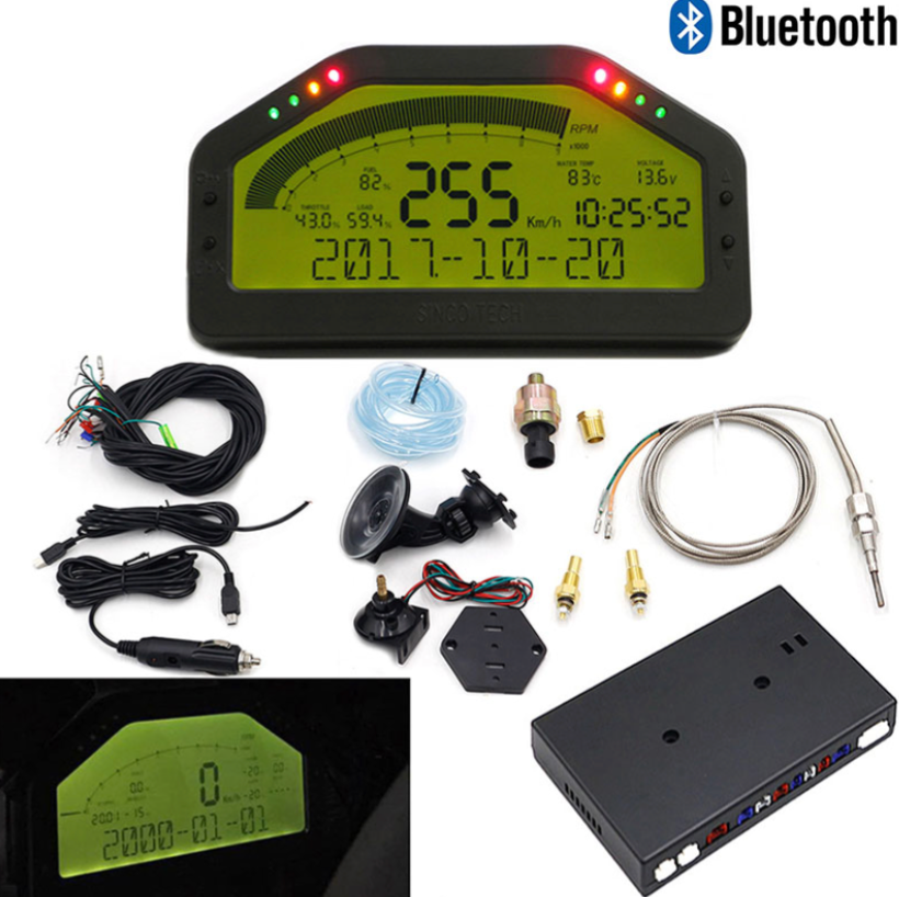 904 Car Dash Race Display Dashboard Bluetooth LCD Screen Multi-function Gauge Sensor Kit