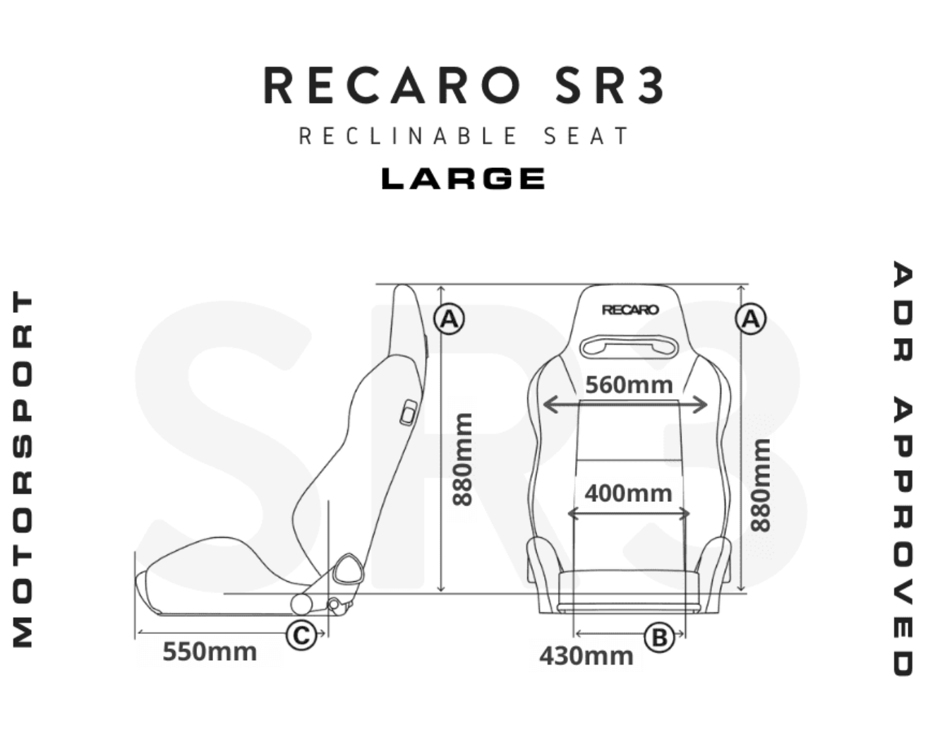 RECARO SR3 STYLE RED RECLINER SEAT - ADR APPROVED - SET OF 2